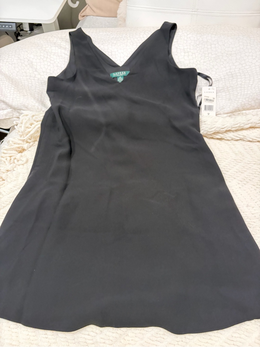 Lauren Ralph Lauren Black V-Neck Midi Dress